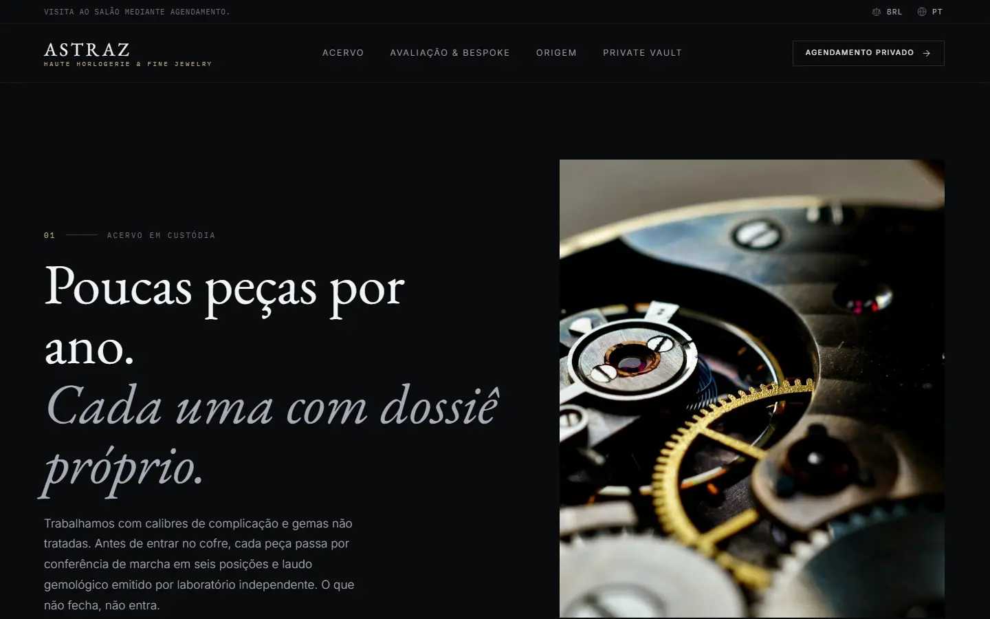 Página inicial do modelo Haute Horlogerie