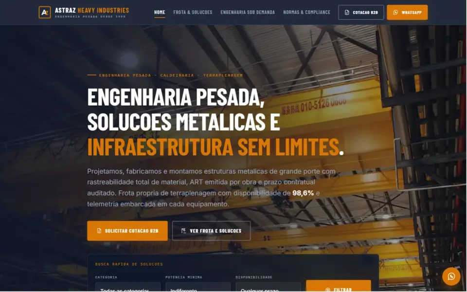 Página inicial do modelo Heavy Industries