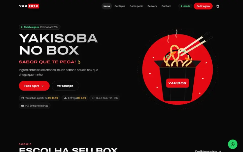 Página inicial do modelo YAKBOX